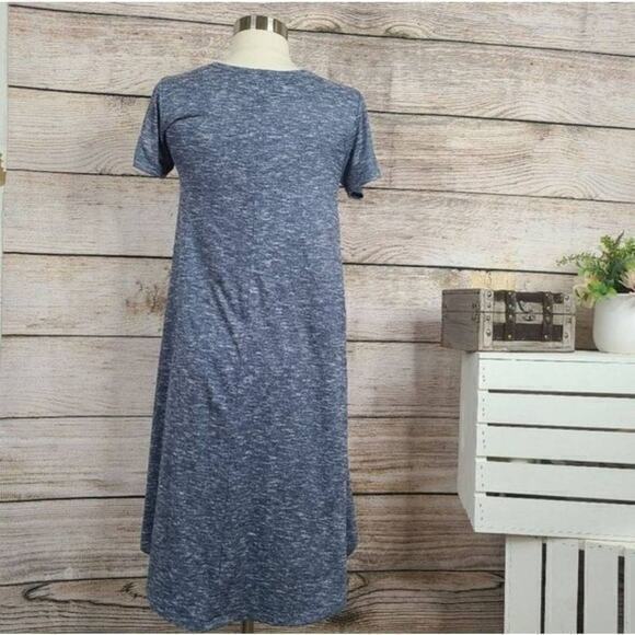 LuLaRoe Womens Carly Dress Midi Short Sleeve Hi Low Round Neck Blue Size XXS - Picture 2 of 3